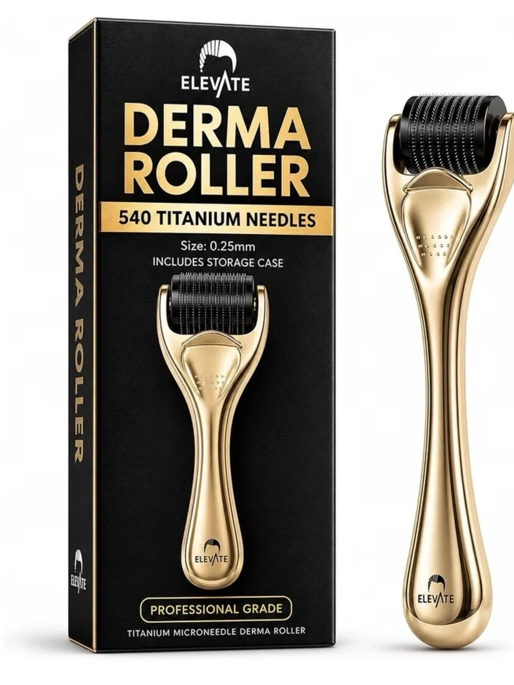 Unisex Elevate Derma Roller 0.25mm with 540 Titanium Microneedle Roller